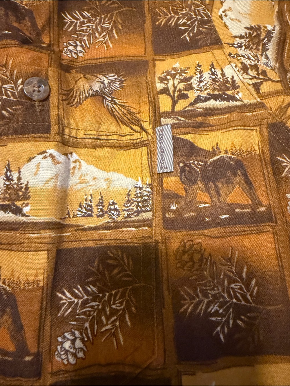 Woolrich Mustard Yellow Scenic Print Button-Down Shirt - Picture 3 of 11